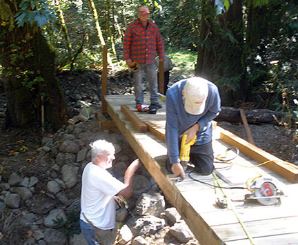 Volunteers at the Charters River Salmon Interpretive Centre
